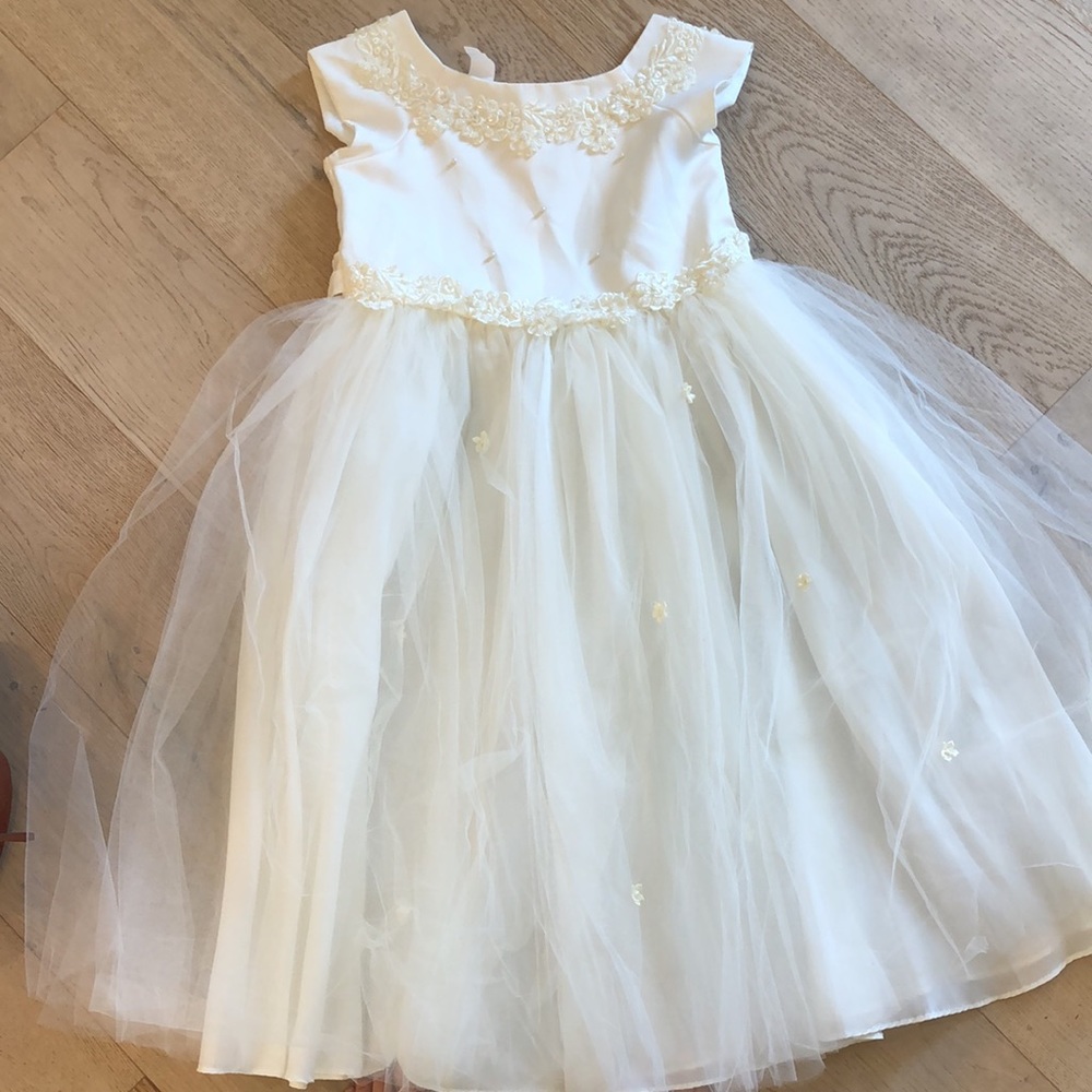 K.I.D collection Flower Girl Junior Bridesmaid Bridal Party Dress sz 12 Ivory